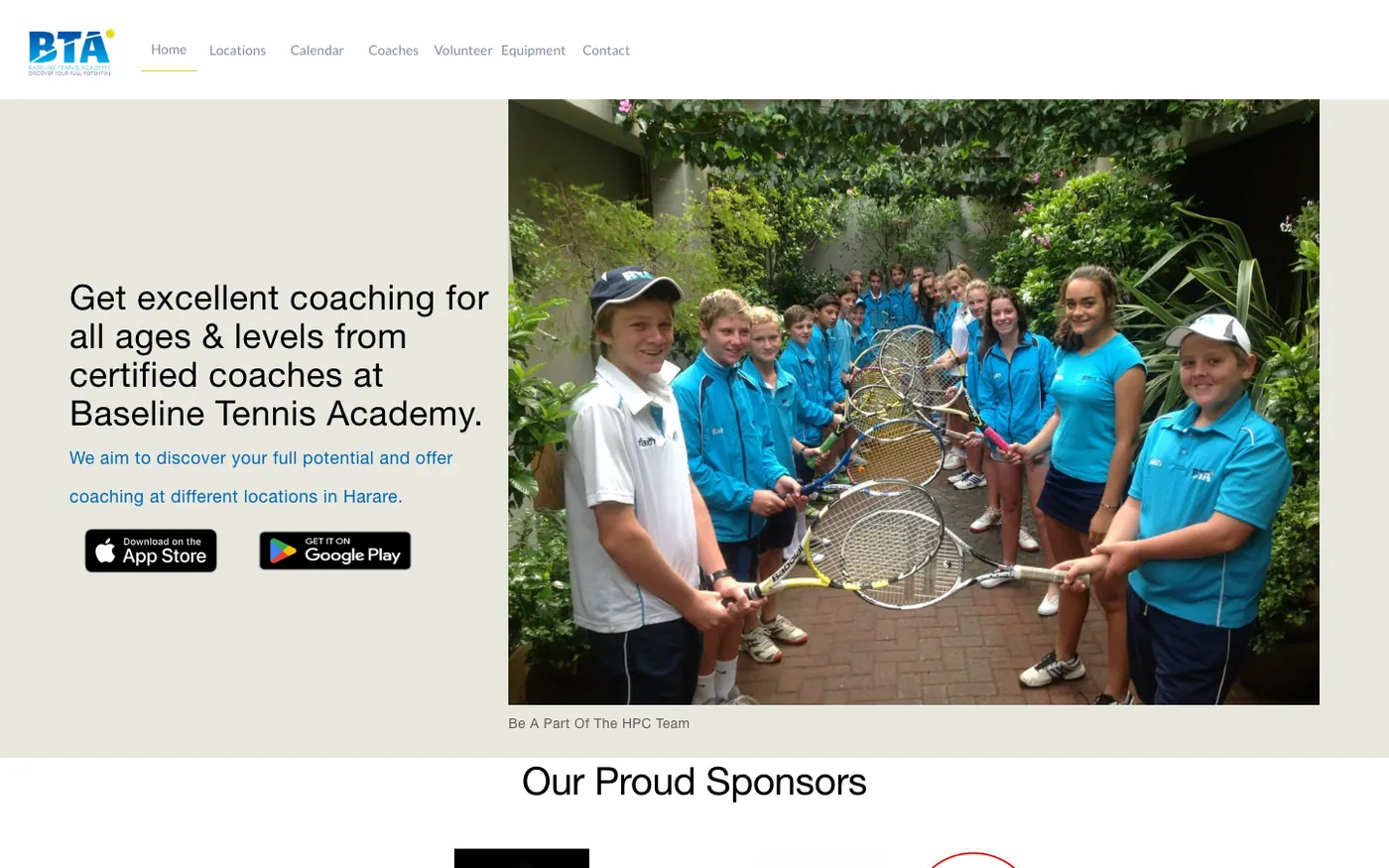 Baseline Tennis Academy public website